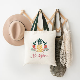 Mele Kalikimaka Hawaiian Christmas Pineapple Tote Bag