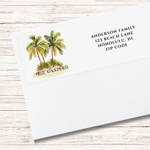 Mele Kalikimaka Hawaiian Christmas Return Address  Label