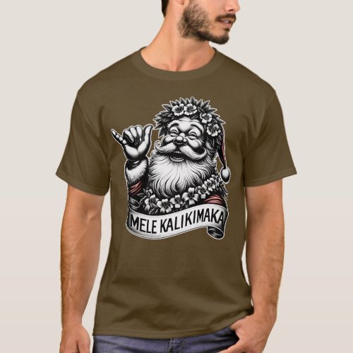 Mele Kalikimaka Hawaiian Christmas Santa Claus TSh T_Shirt