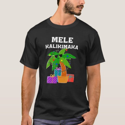 Mele Kalikimaka Hawaiian Christmas Tee Palm Tree L