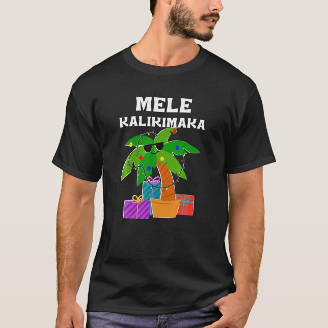 Mele Kalikimaka Hawaiian Christmas Tee Palm Tree L (Front)