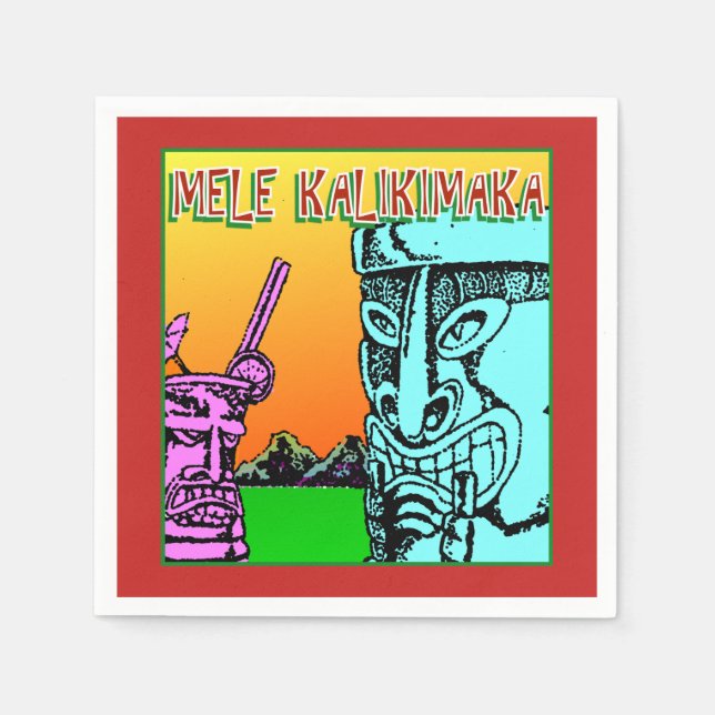 Mele Kalikimaka - Hawaiian Christmas Tiki Love Napkins (Front)