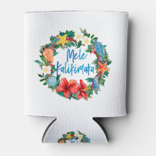 Mele Kalikimaka Hawaiian Christmas Wreath Can Cooler