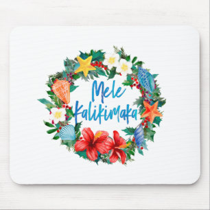 Mele Kalikimaka Hawaiian Christmas Wreath Mouse Pad