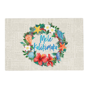 Mele Kalikimaka Hawaiian Christmas Wreath Placemat