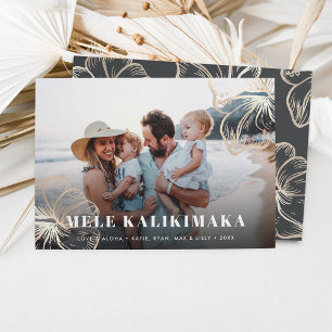 Mele Kalikimaka Hawaiian Floral Photo Holiday Card