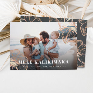 Mele Kalikimaka   Hawaiian Floral Photo Holiday Card