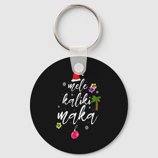 Mele Kalikimaka Hawaiian Hawaii Xmas Pajama Palm T Keychain (Front)