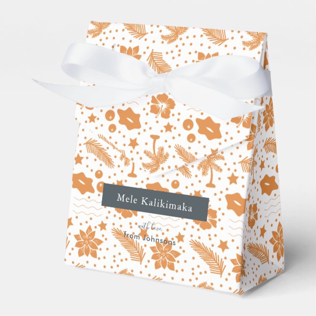Mele Kalikimaka Hawaiian Holiday Floral Favor Box (Front Side)