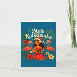Mele Kalikimaka Hawaiian Hula Girl Christmas Troca Card