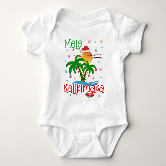Mele Kalikimaka Hawaiian Merry Christmas Aloha  Baby Bodysuit (Front)