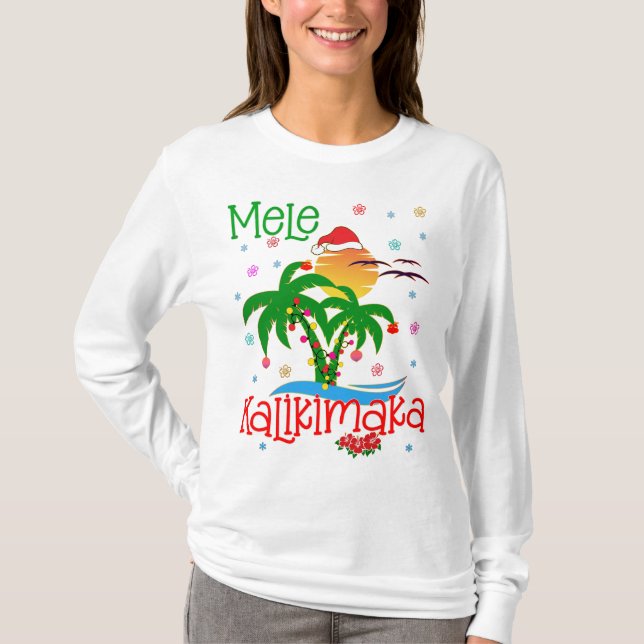 Mele Kalikimaka Hawaiian Merry Christmas Aloha  T-Shirt (Front)