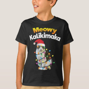 Mele Kalikimaka Hawaiian Merry Christmas Cat Light T-Shirt
