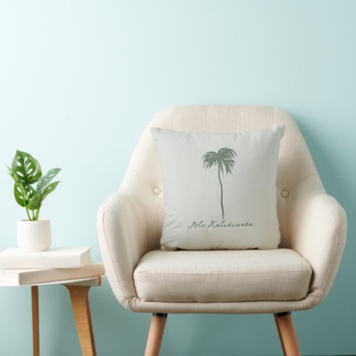 Mele Kalikimaka Hawaiian Merry Christmas Palm Throw Pillow