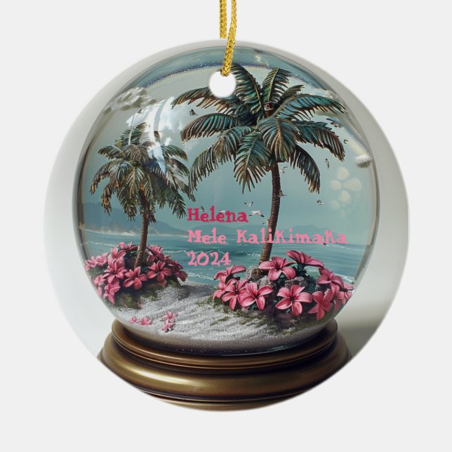 Mele Kalikimaka Hawaiian Personalized Ornament (Front)