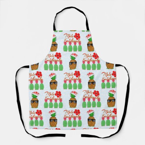 Mele Kalikimaka Hawaiian Pineapple Merry Christmas Apron