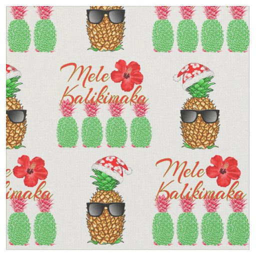Mele Kalikimaka Hawaiian Pineapple Merry Christmas Fabric
