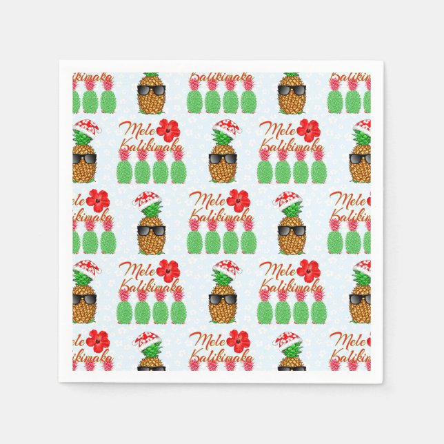 Mele Kalikimaka Hawaiian Pineapple Merry Christmas Napkins (Front)