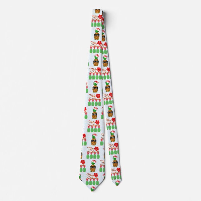 Mele Kalikimaka Hawaiian Pineapple Merry Christmas Neck Tie (Front)