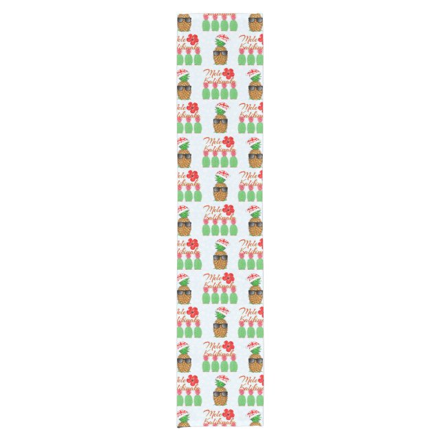 Mele Kalikimaka Hawaiian Pineapple Merry Christmas Short Table Runner (Front)