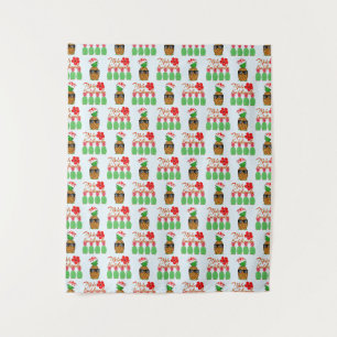 Mele Kalikimaka Hawaiian Pineapple Merry Christmas Tapestry