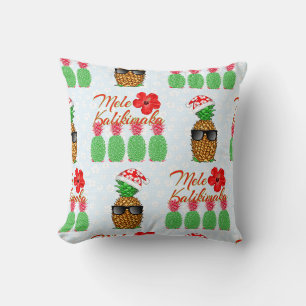 Mele Kalikimaka Hawaiian Pineapple Merry Christmas Throw Pillow