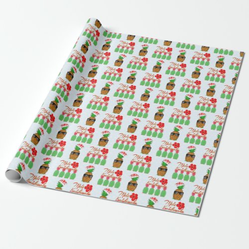 Mele Kalikimaka Hawaiian Pineapple Merry Christmas Wrapping Paper