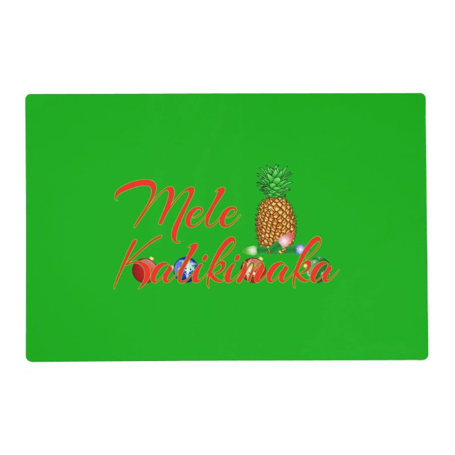 Mele Kalikimaka Hawaiian Pineapple Placemat (Front)