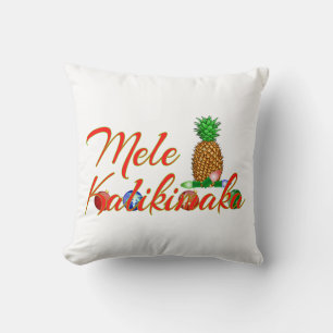 Mele Kalikimaka Hawaiian Pineapple Throw Pillow