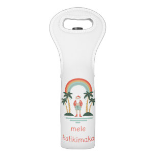 Mele Kalikimaka Hawaiian Santa Wine Bag