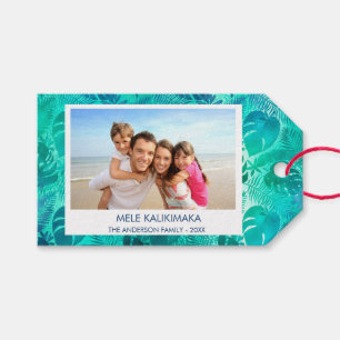 MELE KALIKIMAKA HAWAIIAN TROPICAL BEACH PHOTO GIFT TAGS