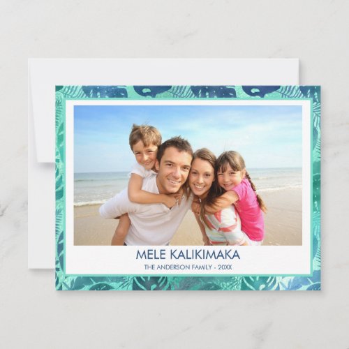 MELE KALIKIMAKA HAWAIIAN TROPICAL BEACH PHOTO HOLIDAY CARD