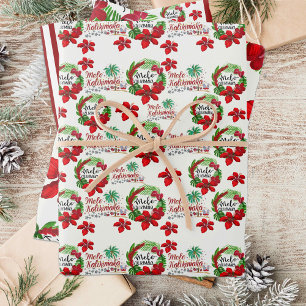 Mele Kalikimaka Hawaiian Wreath Wrapping Paper