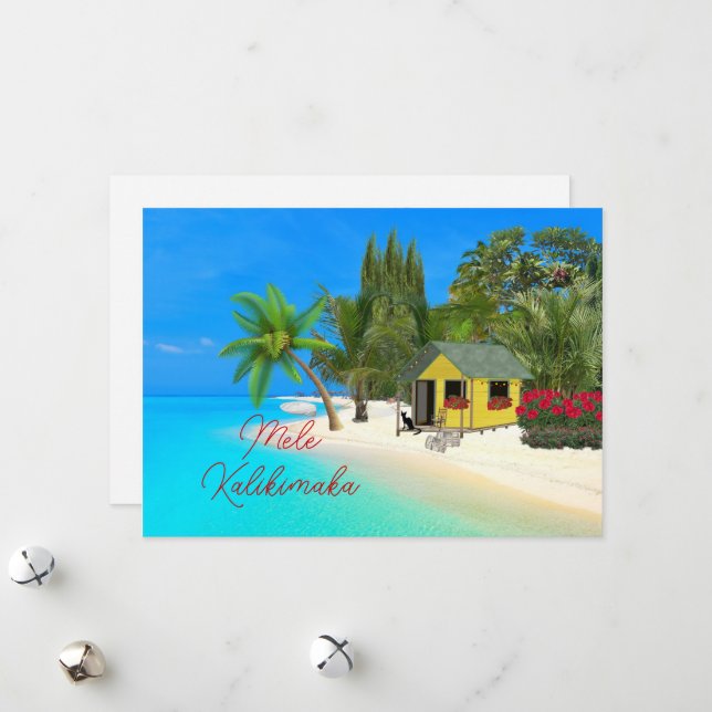 Mele Kalikimaka Hawaiin Christmas Holiday Card (Front/Back In Situ)