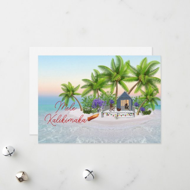 Mele Kalikimaka Hawaiin Christmas Holiday Card (Front/Back In Situ)
