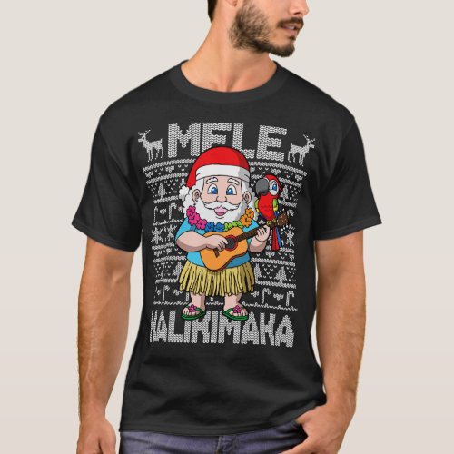 Mele Kalikimaka Hawiian Christmas Santa T_Shirt
