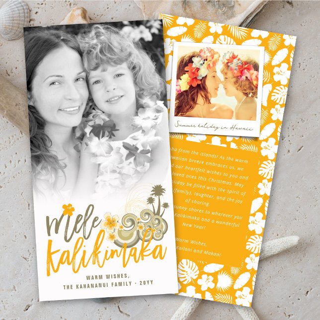 Mele Kalikimaka Hibiscus Palm Tree Christmas Photo Holiday Card (Creator Uploaded)