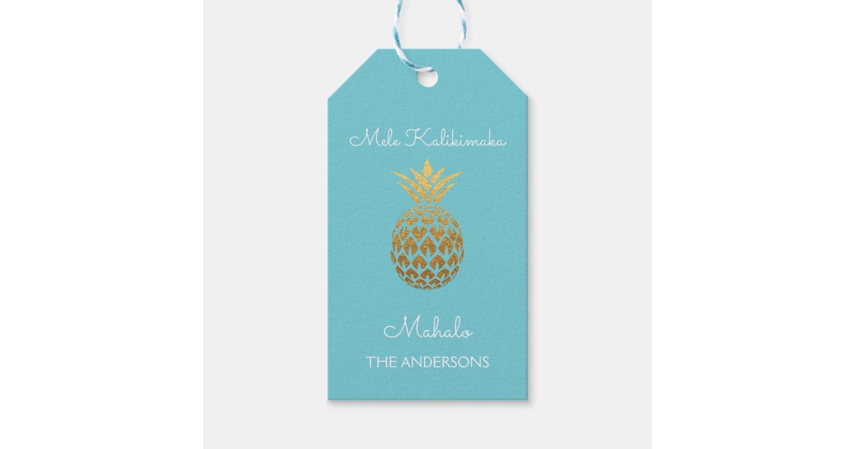 Mele Kalikimaka - Mahalo Pineapple Christmas Gift Tags | Zazzle.com