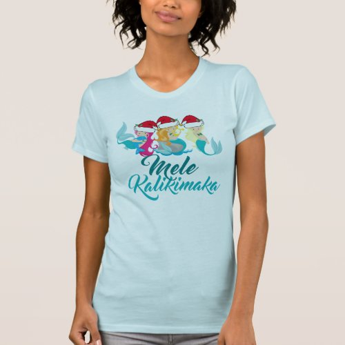 Mele Kalikimaka Mermaid Christmas Cute Hawaiian T_Shirt