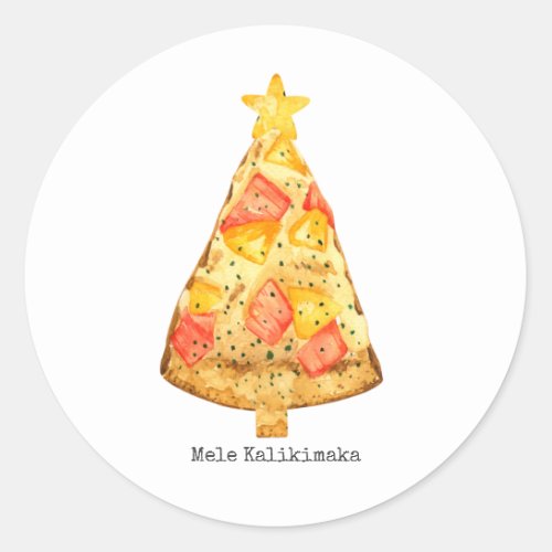 Mele Kalikimaka Merry Christmas Hawaiian Pizza Classic Round Sticker