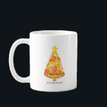 Mele Kalikimaka Merry Christmas Hawaiian Pizza  Coffee Mug<br><div class="desc">Illustration of Christmas tree shaped slice of ham and pineapple Hawaiian pizza topped with star and "Mele Kalikimaka" editable text.</div>