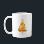Mele Kalikimaka Merry Christmas Hawaiian Pizza  Coffee Mug<br><div class="desc">Illustration of Christmas tree shaped slice of ham and pineapple Hawaiian pizza topped with star and "Mele Kalikimaka" editable text.</div>