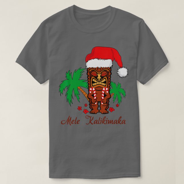 Mele Kalikimaka Merry Christmas Hawaiian Tiki T-Shirt (Design Front)