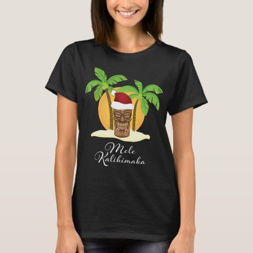 Mele Kalikimaka Merry Christmas Hawaiian Tiki T_Shirt