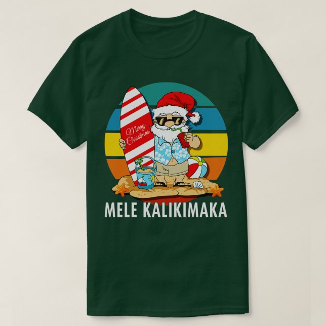 Mele Kalikimaka Merry Christmas Retro Hawaiian San T-Shirt (Design Front)