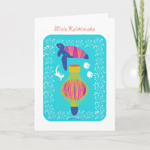 Mele Kalikimaka (Merry Christmas) turtle, fish, Holiday Card