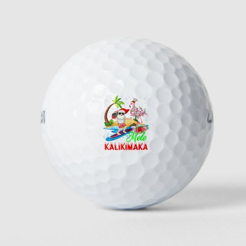 Mele Kalikimaka Merry Xmas Hawaiian Flamingo Santa Golf Balls