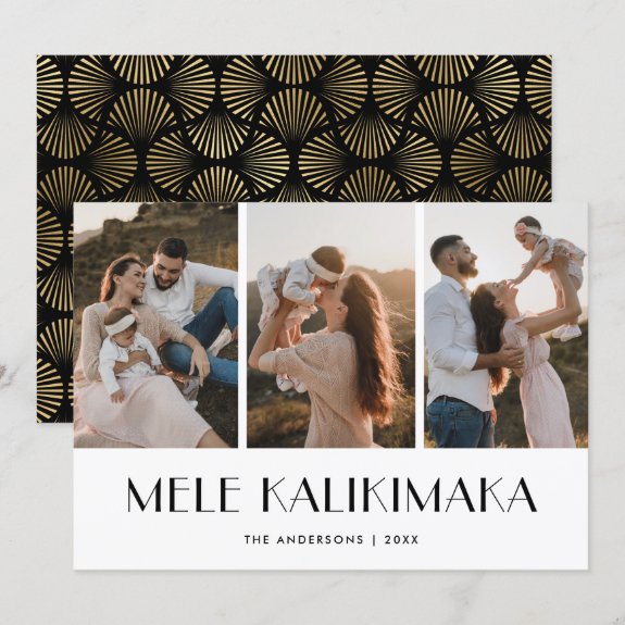Mele Kalikimaka Modern Black Gold Photo Christmas