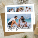 Mele Kalikimaka Modern Photo Collage Hawaiian Holiday Card<br><div class="desc">Modern typography photo collage holiday card features 4 photos,  Mele Kalikimaka typography script in trendy handwritten lettering,  family name and a year on the front. Personalize further with 3 photos and text on the back. Perfect elegant and simple card to wish your family and friends happy holidays.</div>