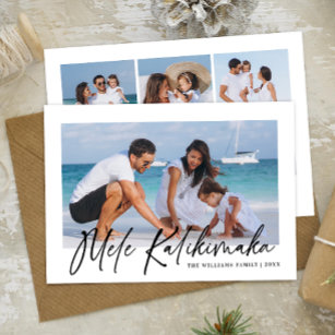 Mele Kalikimaka Modern Photo Collage Hawaiian Holiday Card